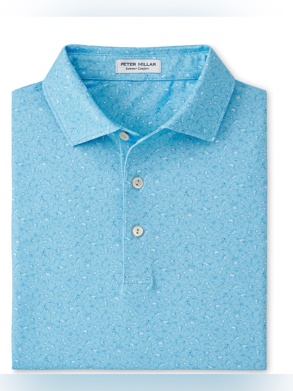 NWT Peter Millar Summer Comfort Seaport Blue Chambers Performance Jersey Polo
